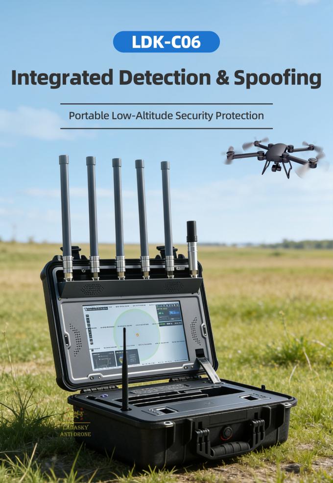 100MHz–6GHz Portable Drone Detection & GNSS Spoofing GPS L1 / GLONASS L1 / BDS B1 Suitcase System 2