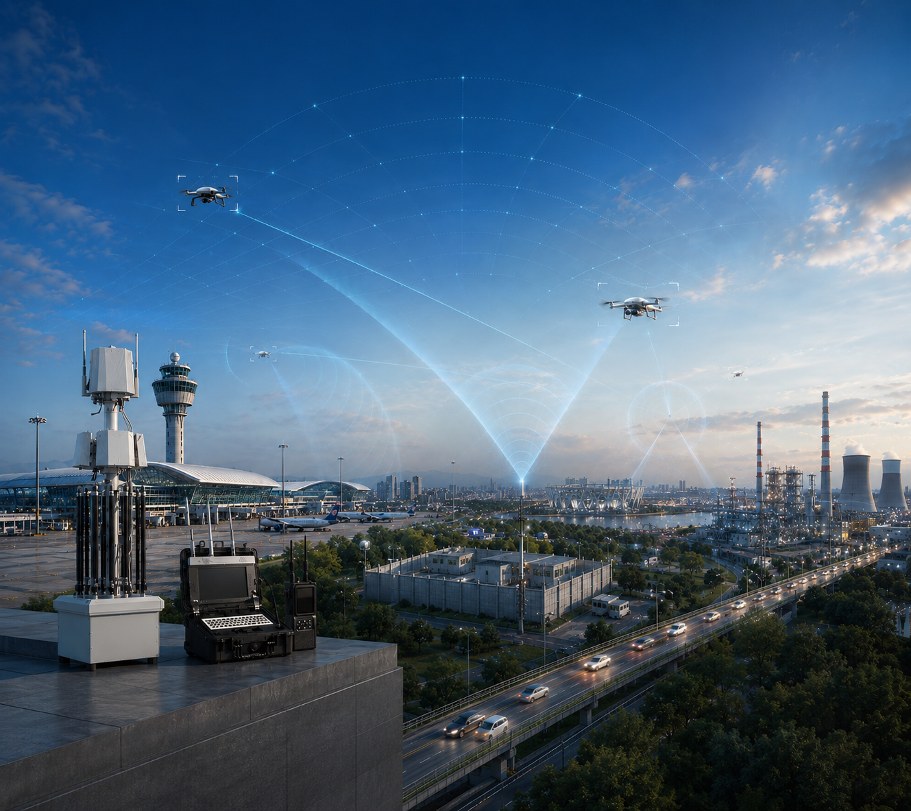 último caso de la compañía sobre Monitoreo de drones en parques industriales — Escenario de aplicación ilustrativo