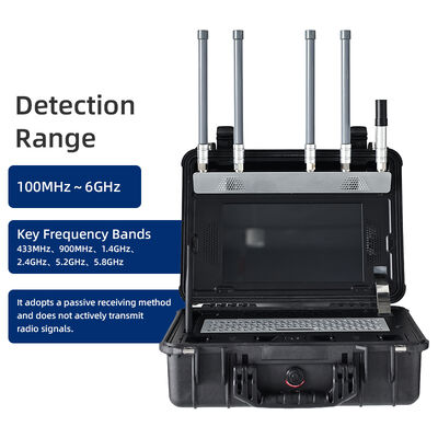 Analizador de espectro portátil de banda ancha de 100 MHz a 6 GHz, detector de drones, detección de UAV FPV y digital con instantánea de video en tiempo real, localizador de señales de RF de 5 km para seguridad de prisiones y aeropuertos