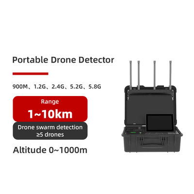 comprar Detector de drones portátil de largo alcance de 10 km con cobertura de banda completa y alertas en tiempo real para detección de UAV y solución RF anti-drones Fabricación en línea