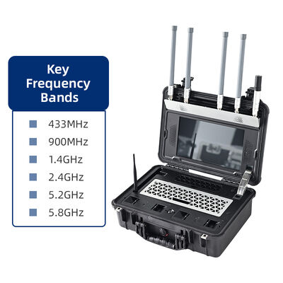 comprar Detector de drones portátiles de alta precisión 100-6000MHz Analista de espectro de 5 km Rango piloto Geolocalización Alertas de lista negra para sistemas de seguridad corporativos y domésticos Fabricación en línea