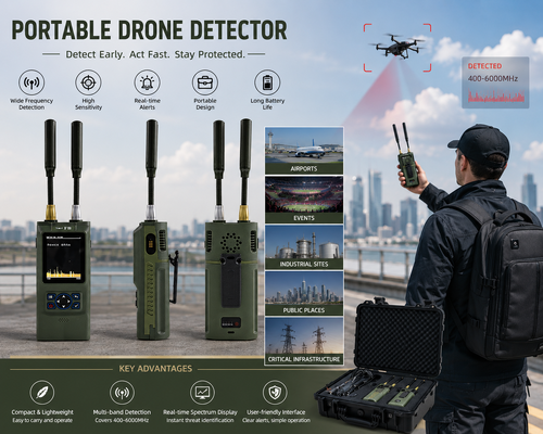 comprar Detector de drones portátiles de banda ultra ancha de 100 MHz a 8 GHz con captura de video en tiempo real y búsqueda precisa de dirección Fabricación en línea