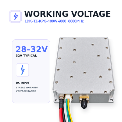Comprar Módulo amplificador de potencia RF GaN de 100W 4000-8000MHz | Amplificador RF de banda ancha de alta ganancia de 45dB ≤5 dB de planitud de ganancia Soporta comunicación RS485 y TTL para productos de seguridad antironas Fabricación en línea
