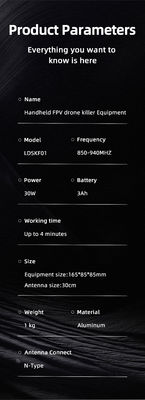 800-950MHz Portable Anti Drone Wearable Anti FPV Device 1 band With Omni Antenna